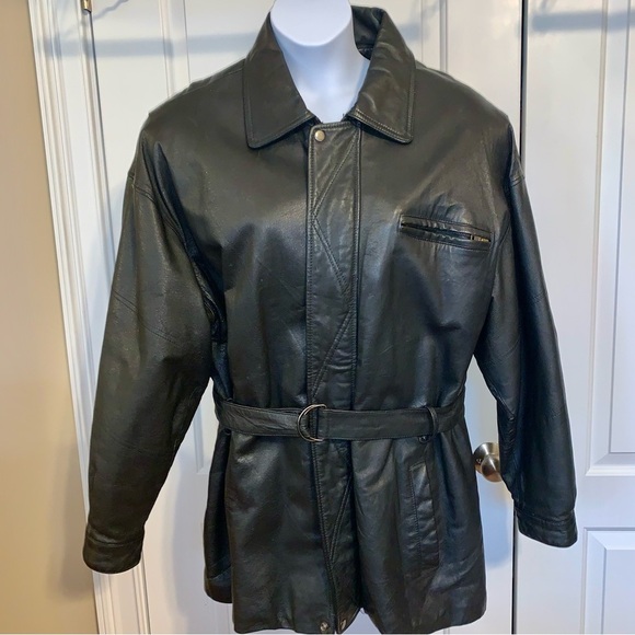 Wilson’s Leather Vintage Belted Thinsulate Mid-Length Coat Black Men’s XL - Picture 1 of 10